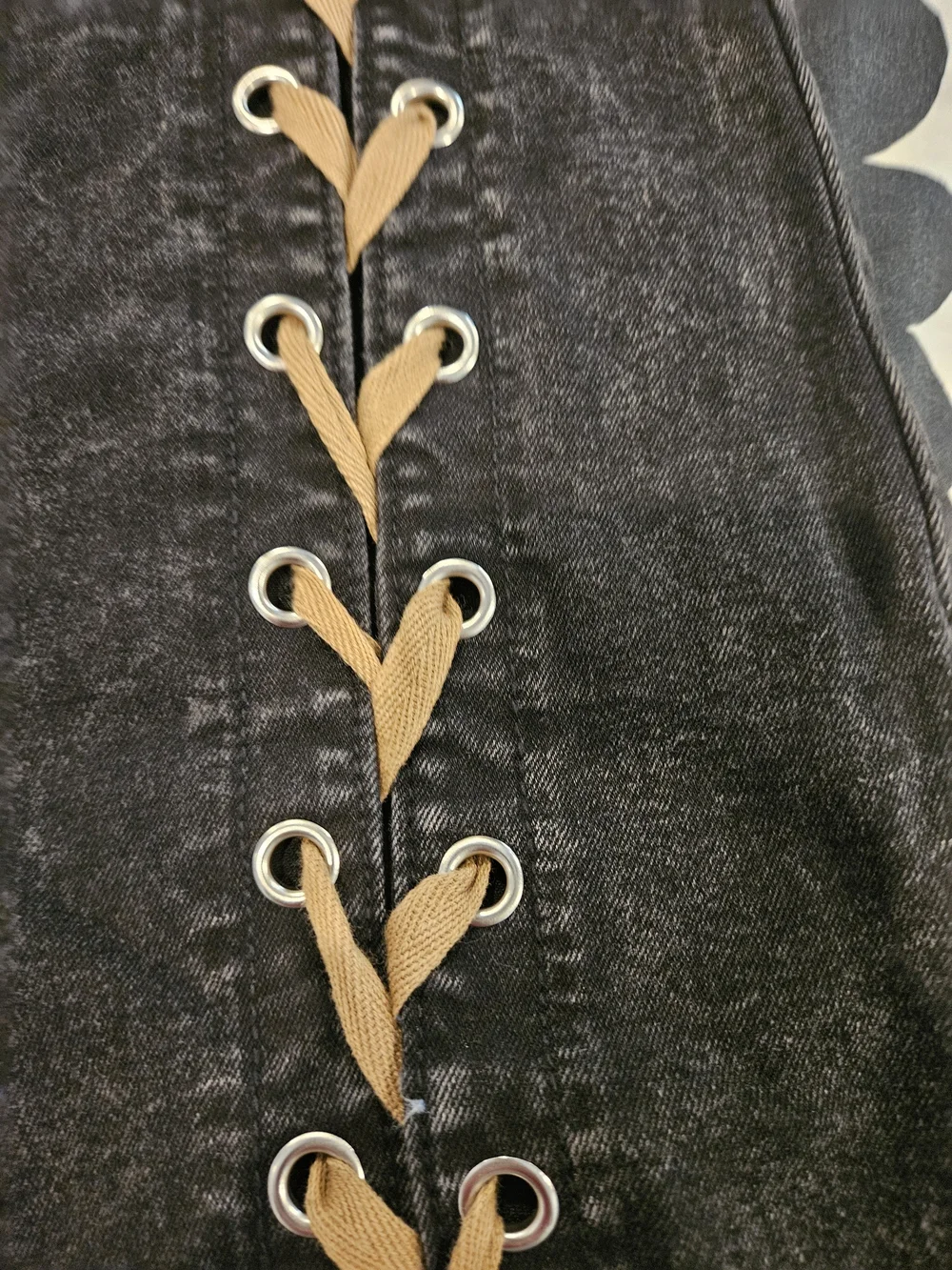 Black Lace-Up Side Panel Jeans